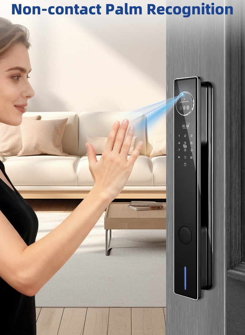 Tichondrius Smart Door Lock with Dual Camera, Face & Palm Print Recognition, Dual 3500mAh Batteries, 2-Way Intercom, Tuya Wi-Fi App, Fingerprint, Passcode & Key Access - Image 4